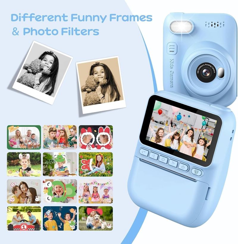 Kids Instant Print Camera Video Recorder 1080P LCD Mini Toy Digital Children Cam_voghion.com