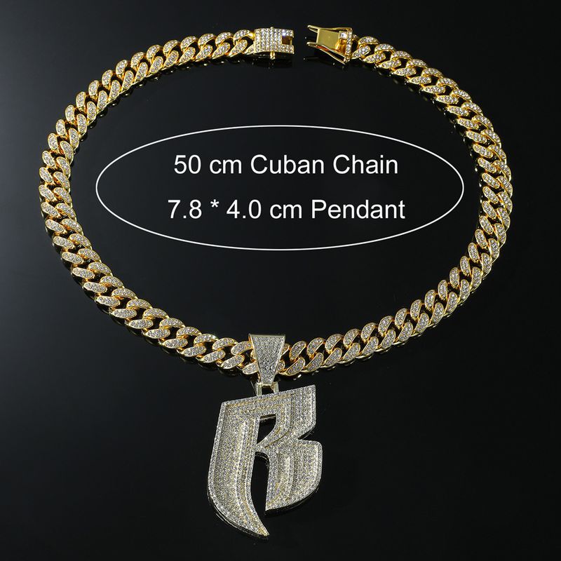 Hip hop stil fuld diamant bogstav B vedhæng halskæde Herre punk stil cubanske kæde tilbehør personlige smykker_voghion.com
