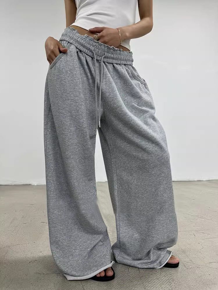 Men's Clothing Sports Wide Leg Pants Gray Loose Jazz Mopping Pants Sweatpants Hip Hop Versatile Casual Drape Straight Pants_voghion.com
