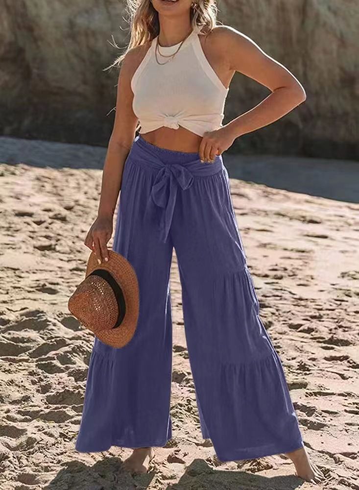Pantaloni casual da donna in cotone stile casual realizzati con vecchi pantaloni a vita media da indossare_voghion.com