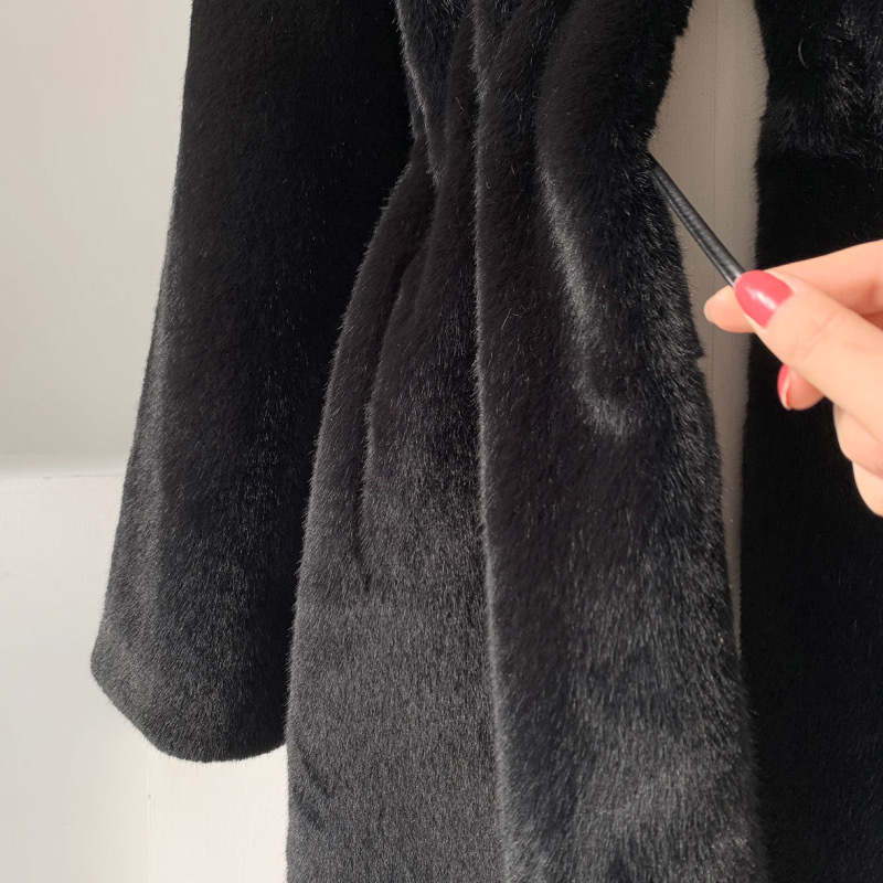 Women's Clothing mink coat mid length women's plush coat stand collar winter new black mink fur_voghion.com