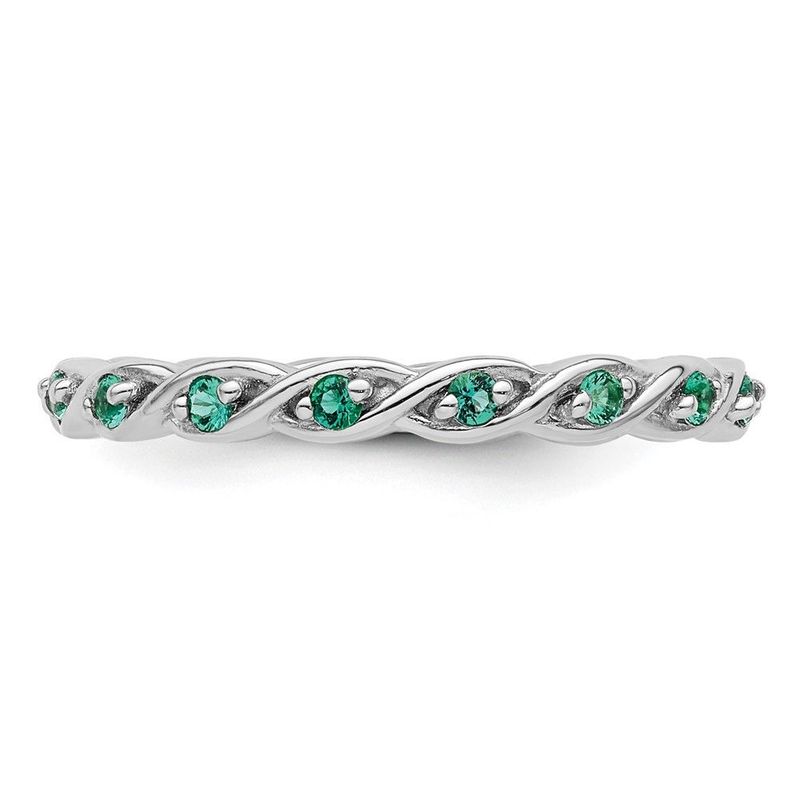 Sterling Silver Stackable Expressions Created Emerald Ring_voghion.com