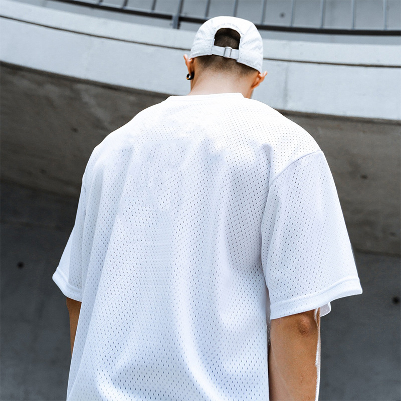 Maglietta sportiva traspirante a maniche corte da uomo Advanced Fitness Plus Size, con scollo rotondo e spalle cadenti_voghion.com