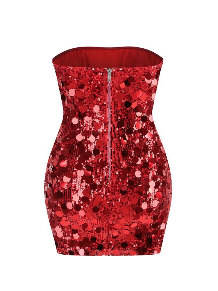 Grænseoverskridende high-end europæisk og amerikansk dametøj ny sexet tube top pailletkjole high end temperament hip nederdel aftenkjole kvinde_voghion.com
