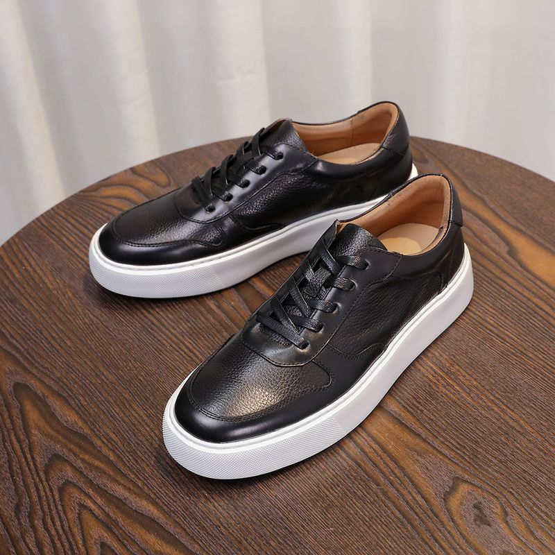 New Style 2025 New Breathable Leather Sneakers High-End Trendy Versatile Fashion Light Luxury Casual Men's Shoes_voghion.com
