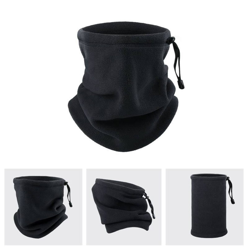 SportLife Soft Neck Warmer Gaiter Solid Color Drawstring Design Fleece Neck Gear for Cycling_voghion.com