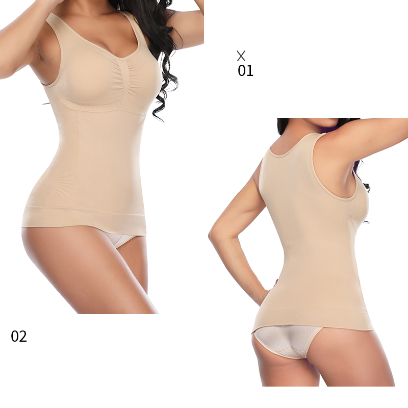 Size Shaper Plus palaidinės moterims, besiūlės juosmens treniruoklės, palaidinės be rankovių, kūno formavimo liekninimo priemonės su įmontuota liemenėle, marškinėliais ir..._voghion.com