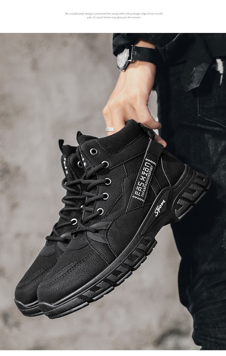 New Fasion Lace-up Men's Boot Hig-tops Working Casual Mans Toog Soes Outdoor Anti Slip Mens Vulcanized Boots Main_voghion.com