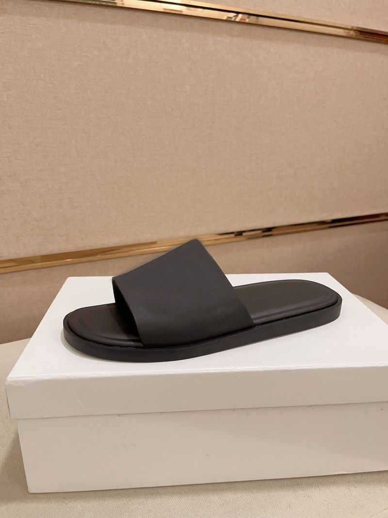 British Style Casual Summer Genuine Leather Flat Thick Sole Slide Sandals Beach Shoes Trendy Slippers_voghion.com