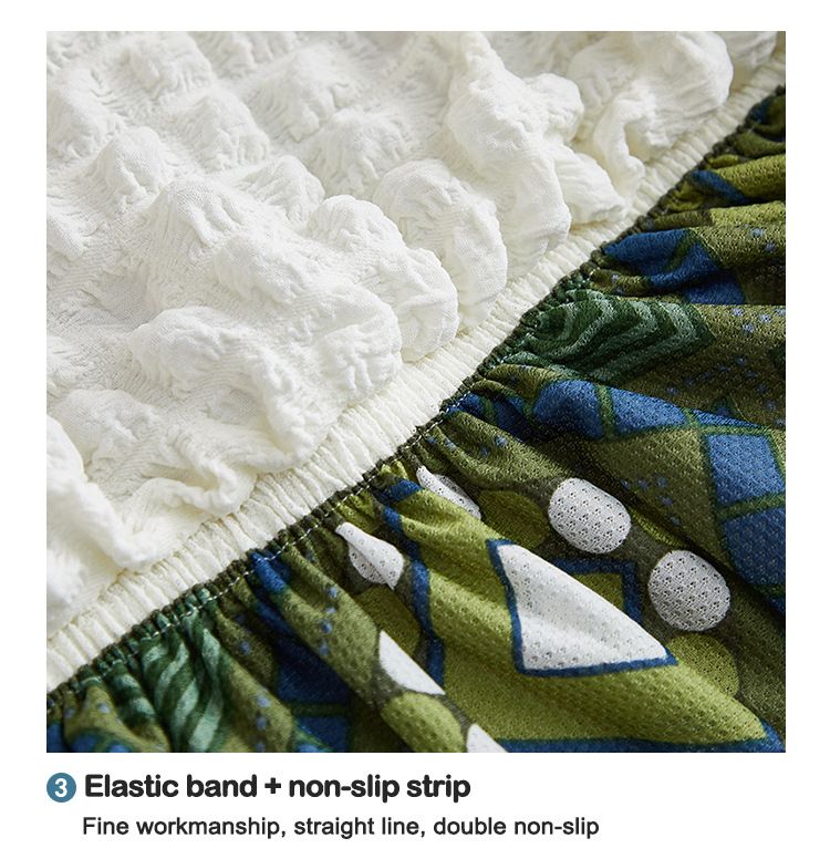 Thickened Bubble Gauze Sofa Bed Cover With Skirted Hem, Full Elastic Slipcover For Armless Couches & Foldable Beds, Anti-Slip Solid Color Protector_voghion.com
