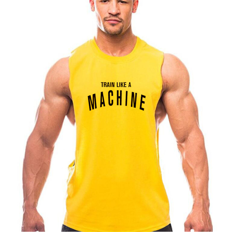 Muscle Fitness Tank Top GYM TANK TOP Ανδρικό καλοκαιρινό βαμβακερό τρέξιμο μπλουζάκι Big Split_voghion.com