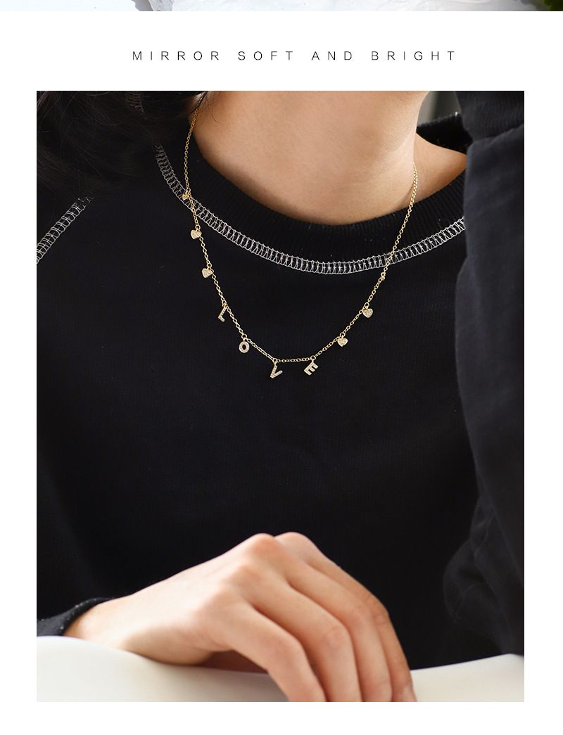 Collier en forme de cœur avec incrustations de laiton et zircon_voghion.com