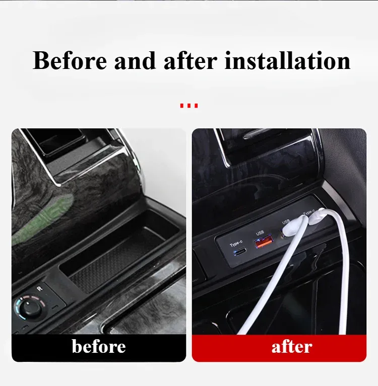 Pour Toyota Alphard/Vellfire 30S Hub USB/PD Charge rapide Multi-Port Panneau central Prise allume-cigare Adaptateur secteur_voghion.com