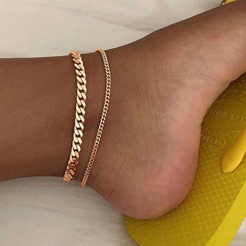 Fashion Double Layer Simple Personality Punk Style Anklet Niche Design Chain Multi-layer_voghion.com