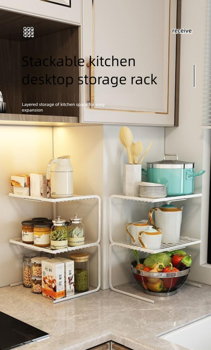 Kitchen Desktop Layered Countertop Storage Pot Rack Magic Cookware Cabinet Organizer Multi-layer Partition Divider_voghion.com