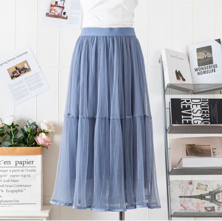 Ženska oblačila Veliko nihajno mrežasto torto krilo krilo ženske pomlad in poletje novo majhno pravljično dolgo krilo Nagubano krilo v liniji_voghion.com