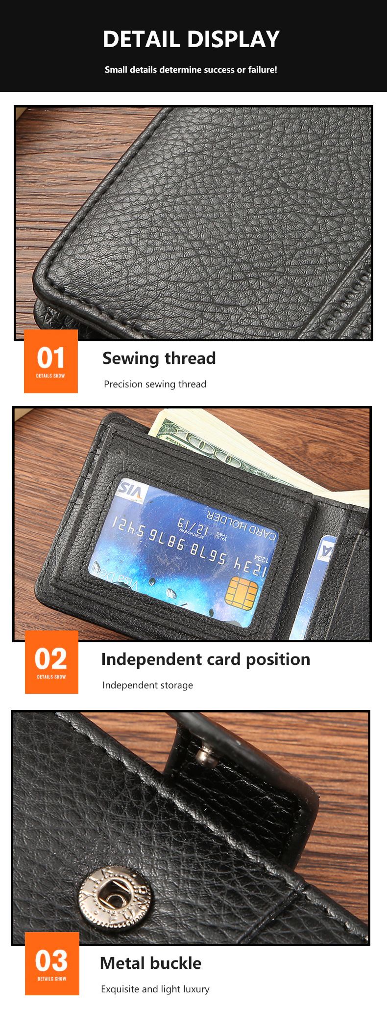 Men's Wallet Card Cases Pu Leather Short Zipper Buckle Wallet Wallet Coin Wallet_voghion.com