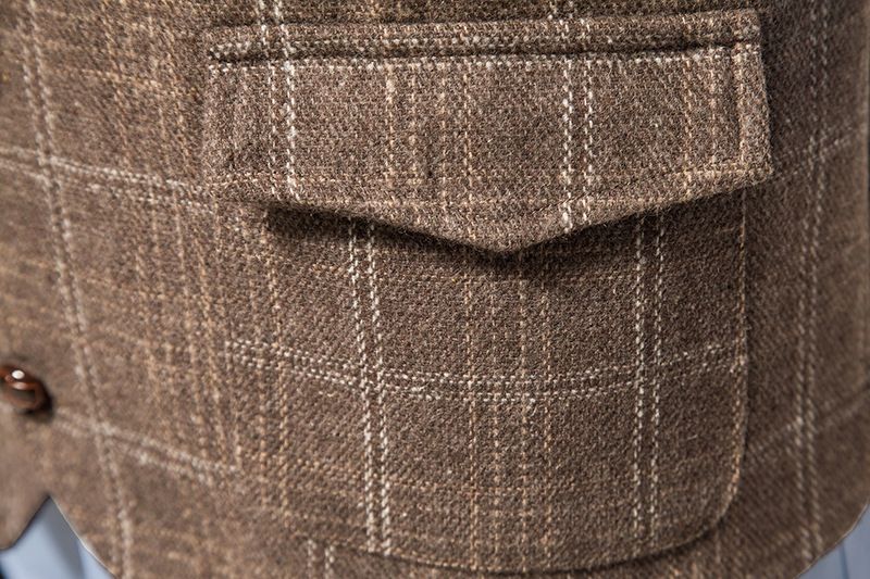 Herren Vintage-Karo-Anzugweste, Tweed-Weste für Herren_voghion.com