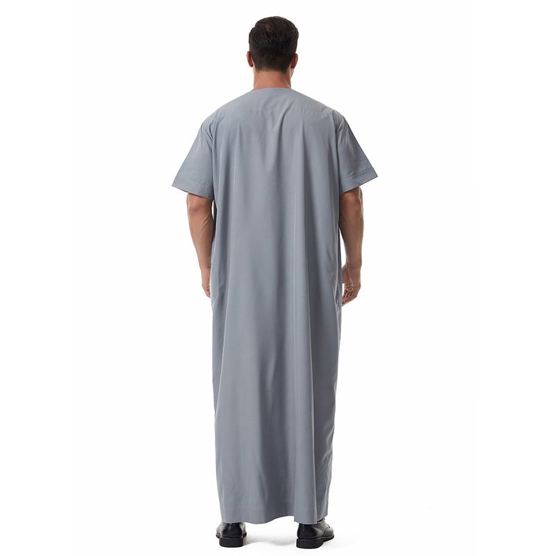 Herrenbekleidung Robe Kurzarm Langes Hemd Nationalität Kleidung_voghion.com