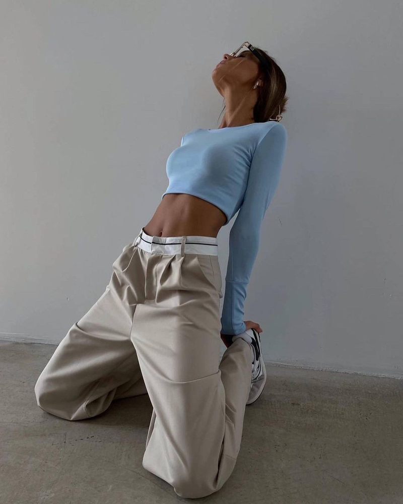 Spring New Solid Color Fashionable Slim Casual Trousers Niche Design Floor Length Suit Pants_voghion.com