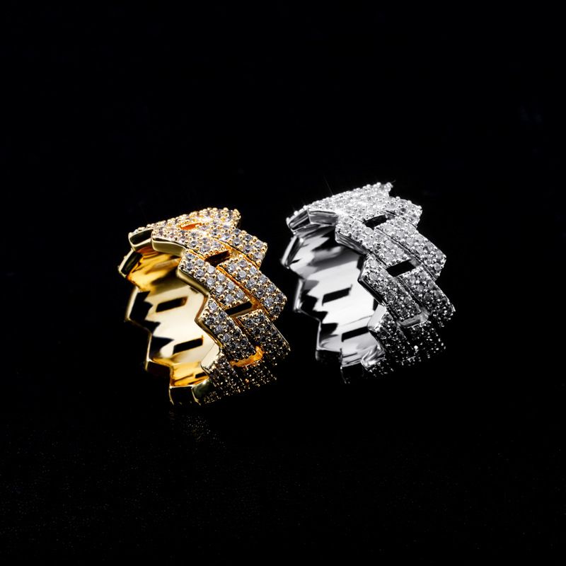 Hip Hop 14mm Wilted Cuban Real Gold Electroplated Double Row Zircon Ring_voghion.com