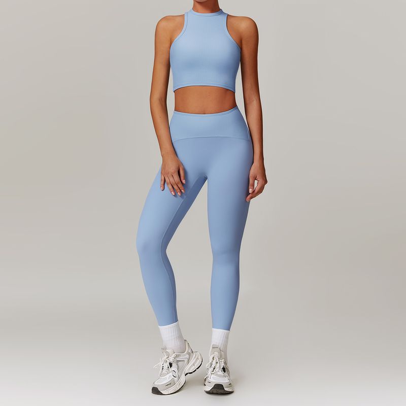 LazyZoom No Returns Or Exchanges Long Sleeve Yoga Set Slimming High Waist Sports For Women Outdoor Running Fitness Wear 8889_voghion.com