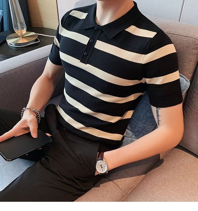 Herren Slim Fit Strick-Kurzarmhemd – Atmungsaktives Polyester, lässiges Revers-Design, leichtes Sommeroberteil (Grün, S-3XL)_voghion.com