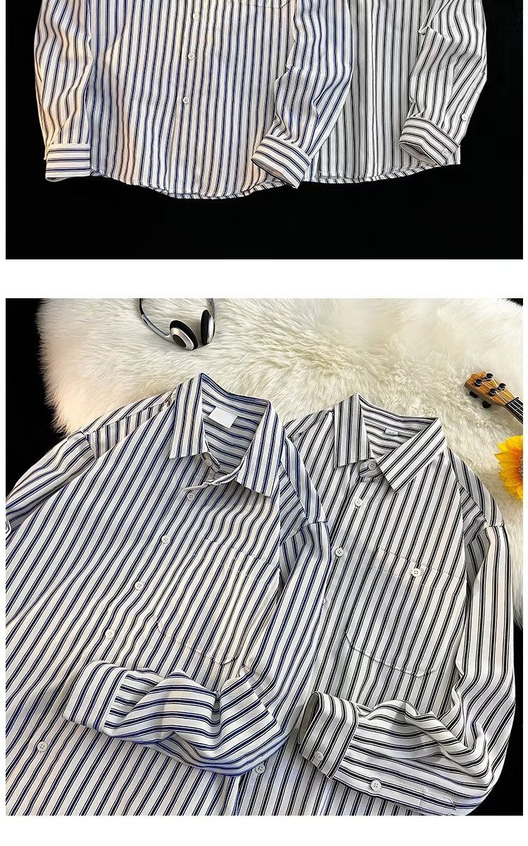 Tokyo Ghostlines – Oversized Vertical Stripe Shirt (Unisex V-Neck For Late-Night Ramen & Underground Zine Swaps)_voghion.com