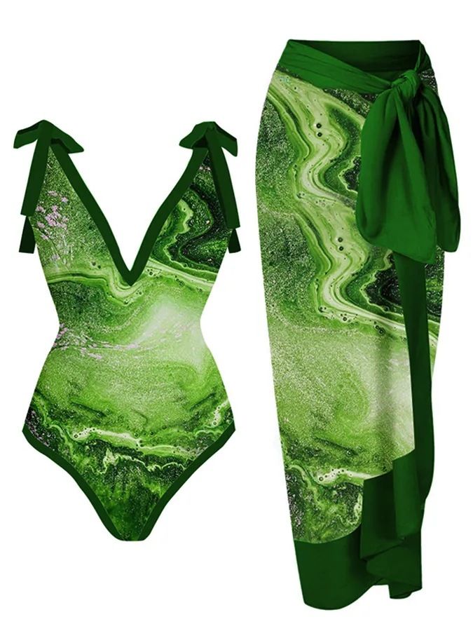 Abbigliamento da donna Nuovo costume da bagno da donna con stampa multicolore, personalità, moda, vita alta, bikini set_voghion.com