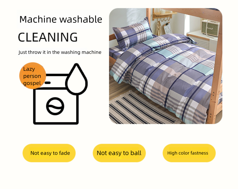 Four-Piece All-Cotton Class A Pure Cotton Fitted Student Dormitory Three-Piece Set Duvet Bed Sheet Quilt Cover Bedding_voghion.com