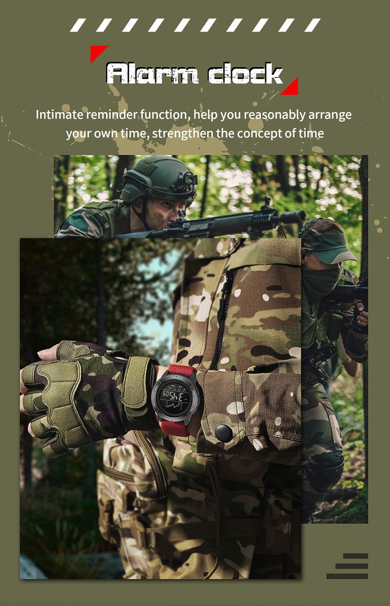 Digital Sports Watch For Students – 50M Waterproof, Multi-Function, Nylon Strap – LED Backlight & Military-Inspired Design_voghion.com
