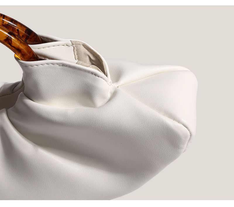 Borse da donna Piccola borsa a corno Borsa a mano con anello in acrilico stile celebrità di Internet Borsa a mano con pieghe a nuvola Borsa a mano a forma di gnocco_voghion.com