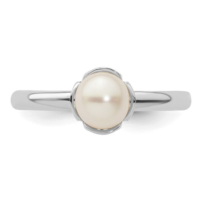 Sterling Silver Stack Exp. Polished White FW Cultured Pearl Ring_voghion.com