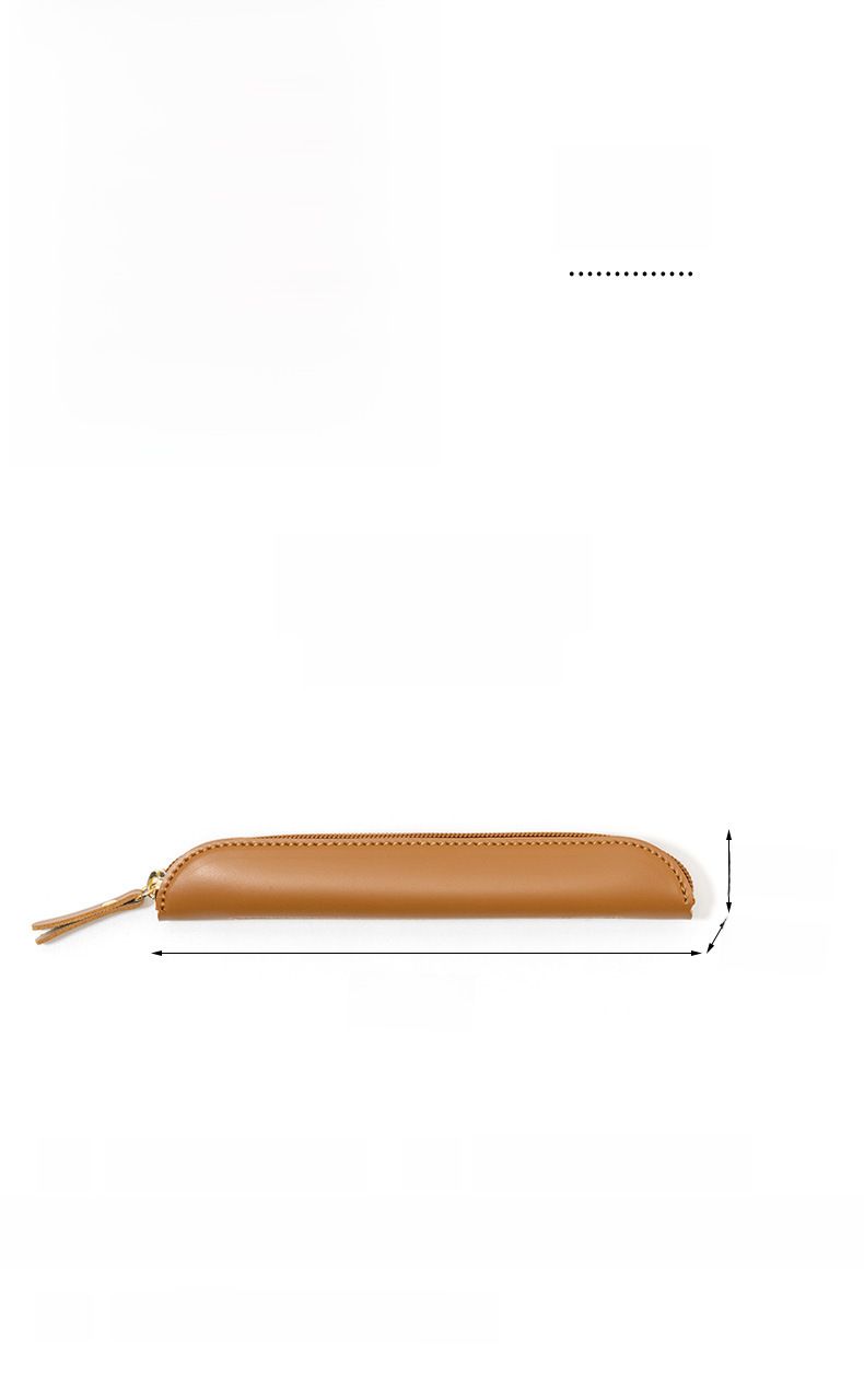 Trousse à crayons en cuir de couleur unie créative pour élèves du primaire, sac de papeterie simple en cuir à fermeture éclair, boîte de rangement pour stylos de signature, vente en gros_voghion.com