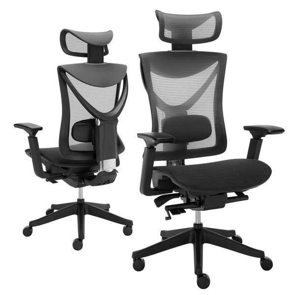 Big And Tall Office Chair With Adjustable Lumbar And Slide Seats , Headrest And 4d Armrest , Tilt Function Max Degree Is 115 °, 300LBS, Black_voghion.com