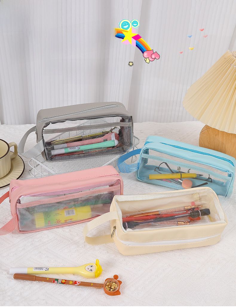 Penar transparent cu dublu strat, capacitate mare, lapte și sare, Ins, japonez, liceu și școală primară, stilou de stocare cu valoare ridicată a culorii_voghion.com