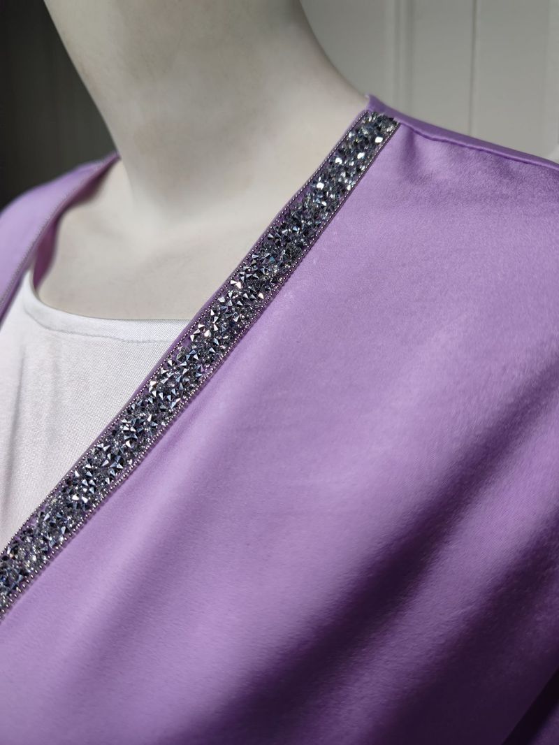 Vêtements pour femmes, jupe longue diamant tendance moderne, robe en satin doux à la taille, vêtements d'intérieur blancs, abaya_voghion.com