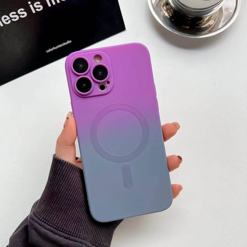 Liquid Gradient Dual Color Magnetic Suction Suitable For IPhone 16 Promax With Built-in Lens Film Iphone 15 Phone Case 14_voghion.com