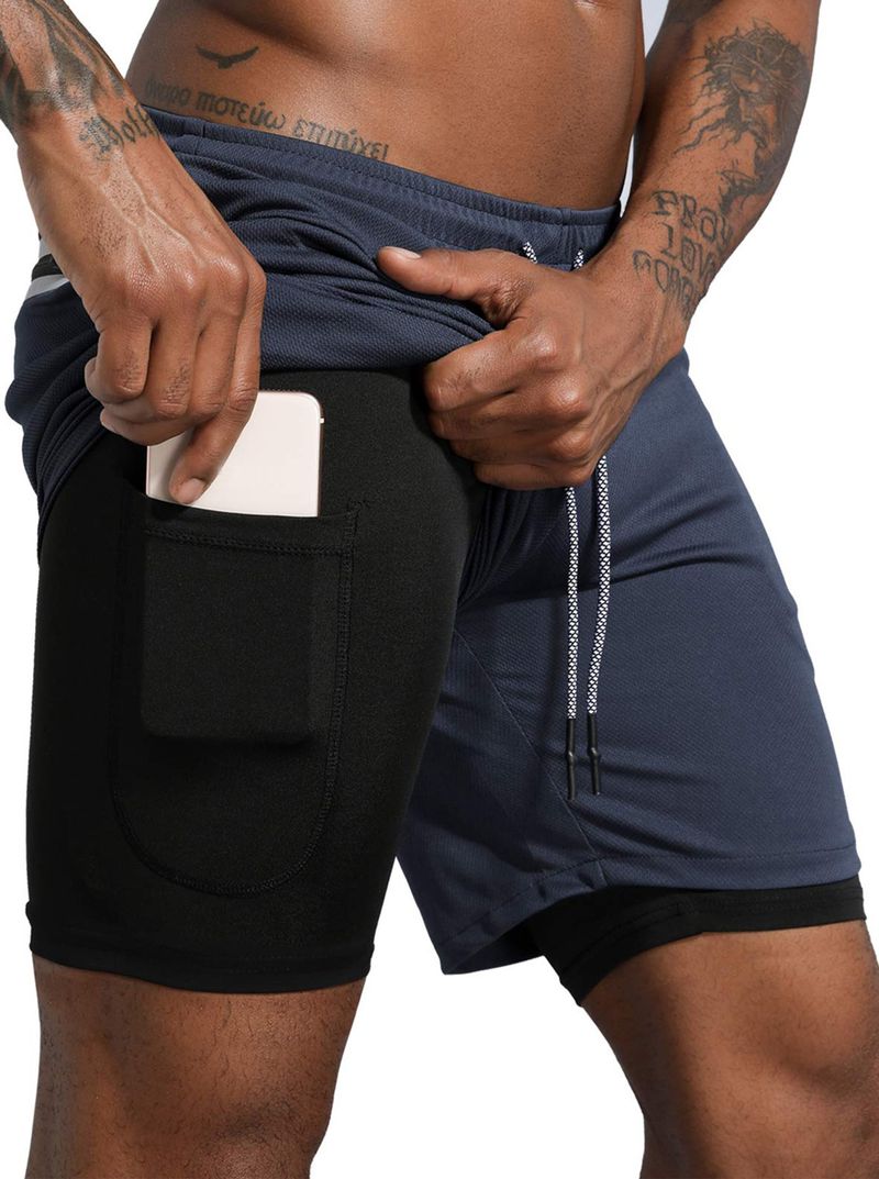 Nuovi pantaloncini a doppio strato tinta unita 2025 per fitness, esercizio, allenamento, asciugatura rapida e jogging da uomo_voghion.com