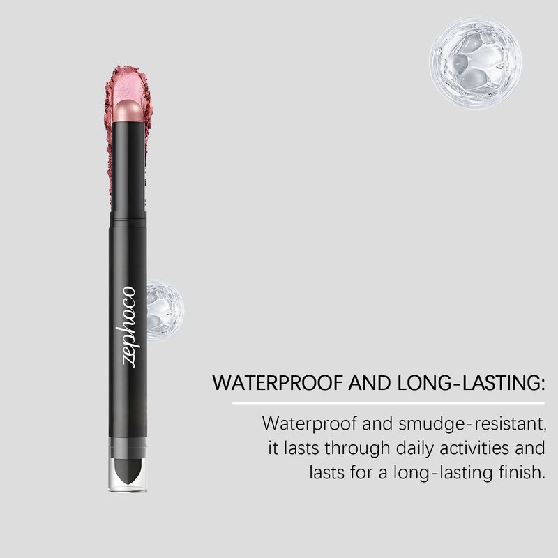zephoco Rose Natürliche Farbe Feiner Schimmer Einfach aufzutragen Integrierter Pinsel Praktischer Lidschattenstift_voghion.com