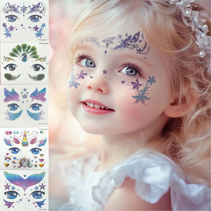 Adesivi per tatuaggi temporanei per bambini - Tatuaggi impermeabili con farfalle colorate e fiori per bambini. Trucco per feste sicuro e facile da applicare._voghion.com