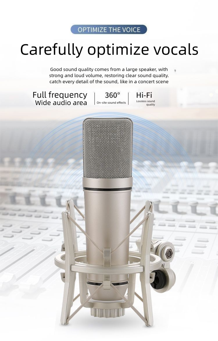 U87 Condenser 48V Large Diaphragm High Quality Internet Celebrity Live Streaming Singing Karaoke Dedicated External_voghion.com