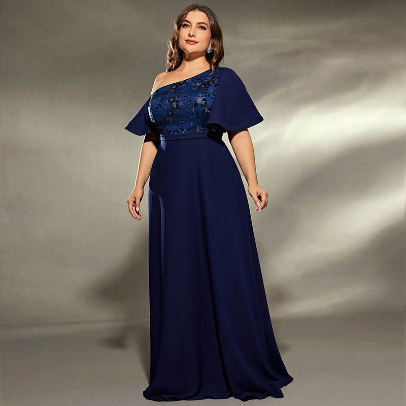 Elegantes Abendkleid in Übergröße für Damen – Einschultriges Abendkleid für besondere Anlässe, Empfänge, Bankette und Feiern_voghion.com