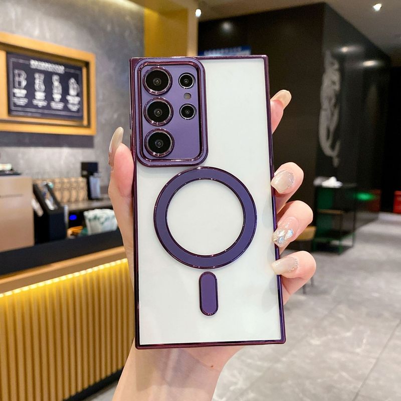 Telefoonhoesje & covers Geschikt voor mobiele telefoonhoesjes Transparant Macaron Galvaniseren Magnetisch opladen S24 Anti-val Zachte hoes_voghion.com