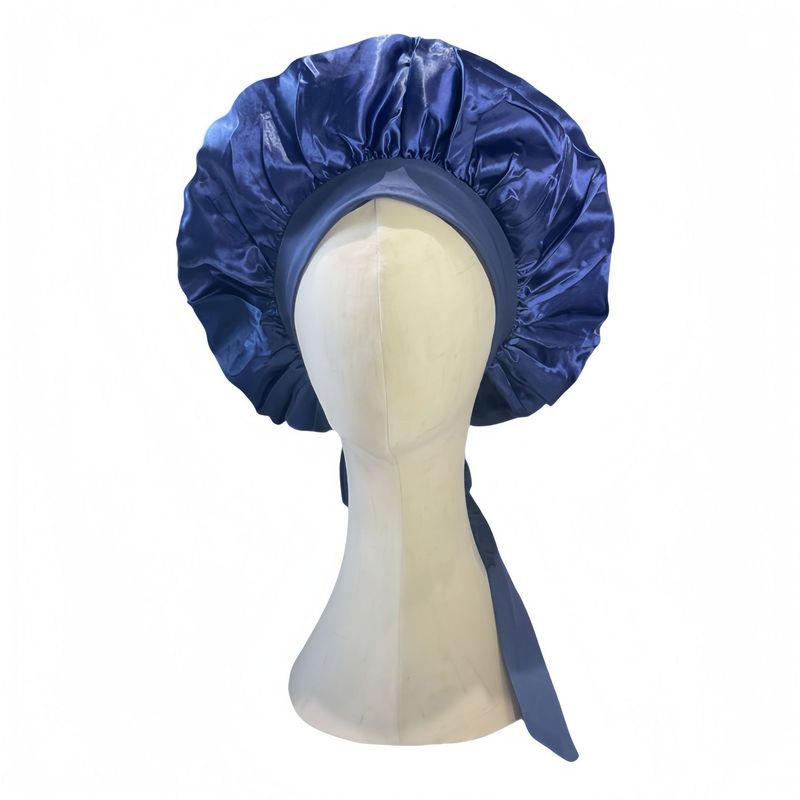 Cross-Border European And American Trend Solid Color Tie Sleep Elastic Wide-Brim Satin Bow Round Hat Hair Protection_voghion.com