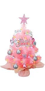 Table Top Christmas Tree With 50 LED Lights 24 Inch /2FT Little Prelit Christmas Tree Decorated Gift Boxes And Hanging Ornaments For DIY Christmas_voghion.com