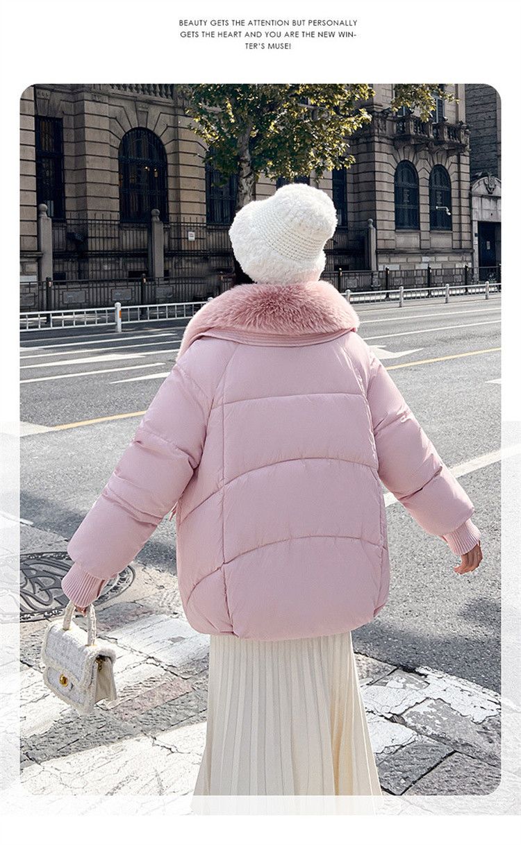 Detachable Fur Collar Winter Puffer Jacket For Women, Thickened Short Down Coat With Hood, Slim Fit Casual Outerwear For Petite Ladies _voghion.com