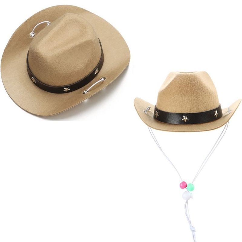 Ensemble de vêtements de cowboy et bavoir pour chien et chat de style western, chapeau à mentonnière pour animal de compagnie_voghion.com