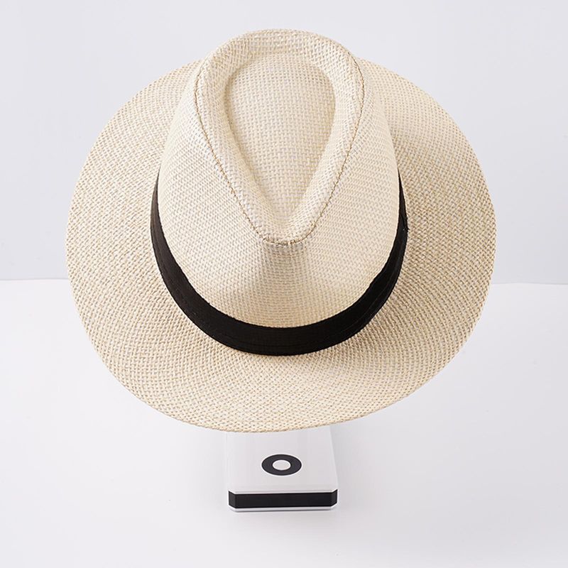Neu eingetroffen Mode Sommer Casual Unisex Strand Große Krempe Jazz Sonne Panama Papier Stroh Frauen Männer Cowboy Fedora Hut Gangster_voghion.com