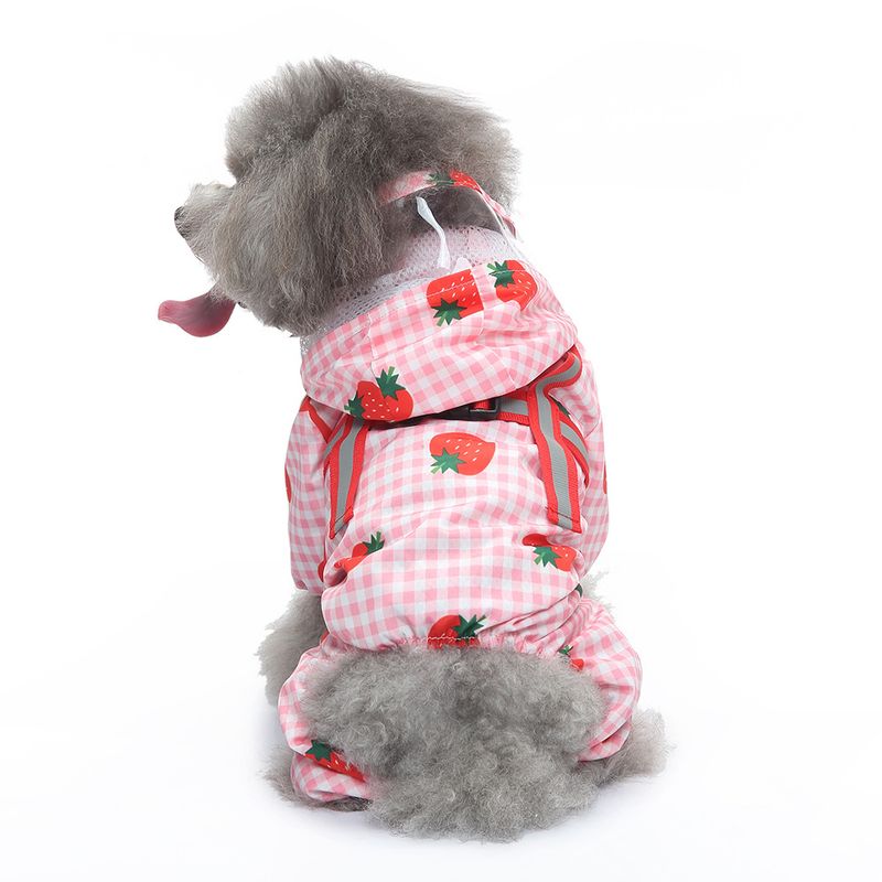 Haustier Vierbeiner Kleine Brust Zurück Reflektierende Hund Regenmantel Taille Tasche Schwanz Ente Stil_voghion.com
